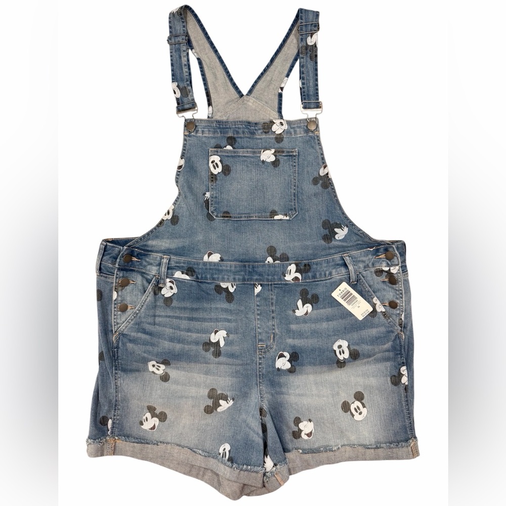 NWT DisneyXTorrid Mickey Mouse Print Denim Shortalls - Plus Size 24